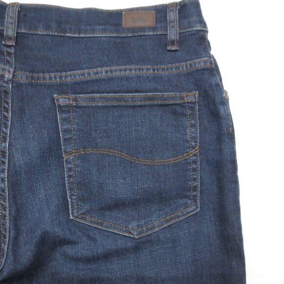 LEE womens JEANS blue STRAIGHT LEG relaxed fit MID-RISE denim SIZE 14 SHORT - Picture 9 of 10